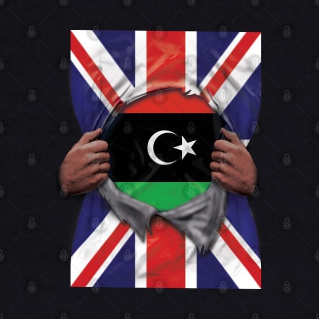 Libya Flag Great Britain Flag Ripped - Gift for Libyan From Libya by Country Flags
